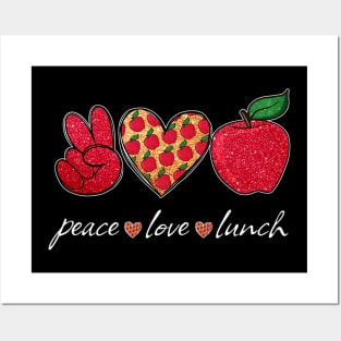 Peace Love Lunch Back To School Lunch Lady Cafeteria Worker Posters and Art